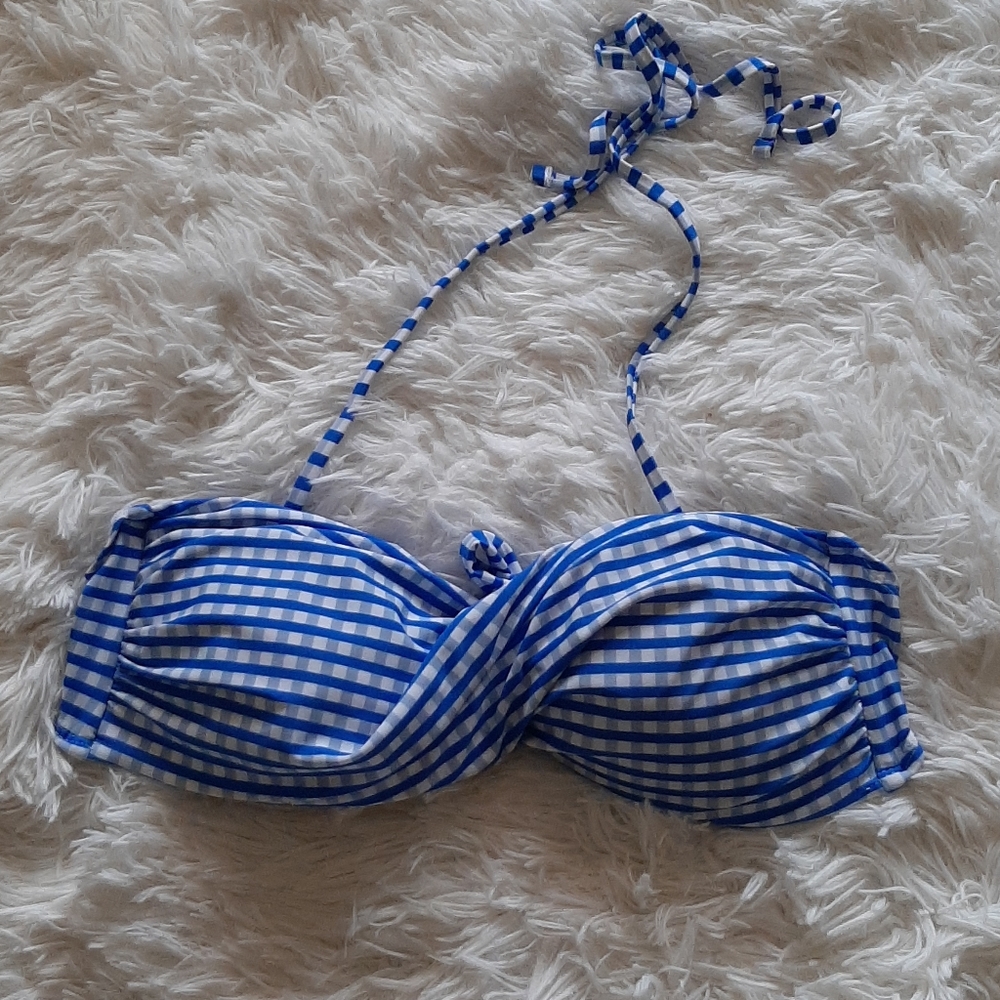 Winki White & Blue Checkered Bikini Top - Picture 1 of 8